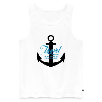 TRAVEL ANCHOR - Men's Premium Organic Tank Top - white - Front - Michal (187cm)
