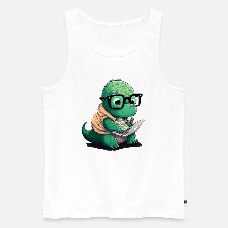Süßer Dino der Programmiert - Männer Premium Bio Tank Top - Weiß
