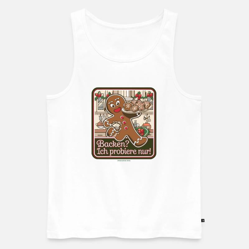 Lustiger Lebkuchenmann-Backspaß - Männer Premium Bio Tank Top - Weiß