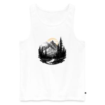 Paysage naturel Montagnes Forêt Soleil - Débardeur bio Premium Homme - blanc - Devant - Michal (187cm)