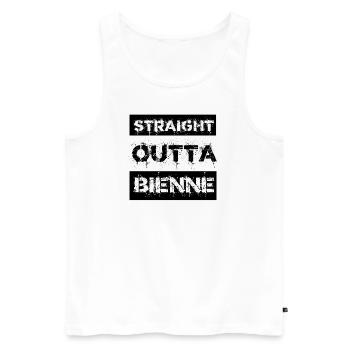 Straight Outta Bienne Switzerland gift city - Men's Premium Organic Tank Top - white - Front - AI Model Male 178 light (178cm)