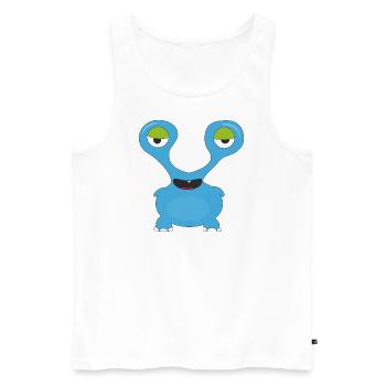 Blaues Monster mit Glubsaugen - Männer Premium Bio Tank Top - Weiß - Vorne - Michal (187cm)