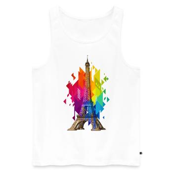 Paris Tour Eiffel France Ville Skyline Art - Débardeur bio Premium Homme - blanc - Devant - Michal (187cm)