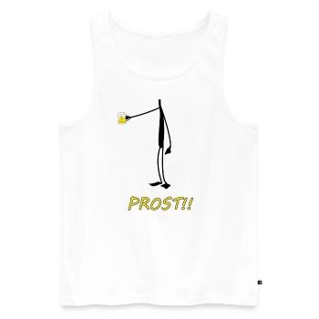 Prost, Party, Saufen, lustiges Tshirt - Männer Premium Bio Tank Top - Weiß - Vorne - Michal (187cm)