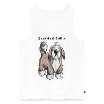 Hier ist der Bearded Collie - Männer Premium Bio Tank Top - Weiß - Vorne - Michal (187cm)