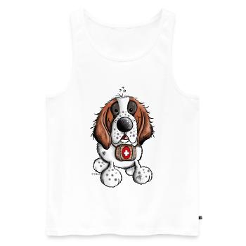Saint Bernard cartoon - Men's Premium Organic Tank Top - white - Front - AI Model Male 178 light (178cm)