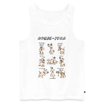 Hunde Yoga - Männer Premium Bio Tank Top - Weiß - Vorne - Michal (187cm)