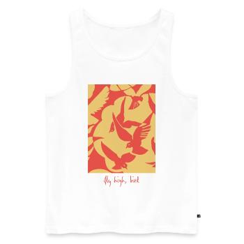Fly High Bird - Graphique abstrait d’oiseau en mouvement - Débardeur bio Premium Homme - blanc - Devant - AI Model Male 178 light (178cm)