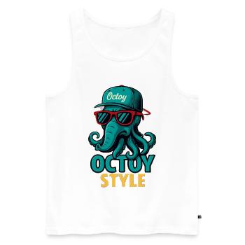 Octoy Style Octopus Retro Cap - Men's Premium Organic Tank Top - white - Front - AI Model Male 178 light (178cm)