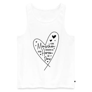 Kleine Menschen brauchen so große Herzen wie Deins - Männer Premium Bio Tank Top - Weiß - Vorne - AI Model Male 178 light (178cm)
