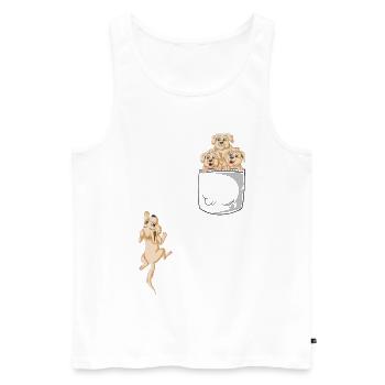 Adorable poche de golden retriever Puppy Trio - Débardeur bio Premium Homme - blanc - Devant - Michal (187cm)