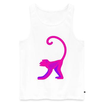 Neon Pink Monkey - Männer Premium Bio Tank Top - Weiß - Vorne - AI Model Male 178 light (178cm)