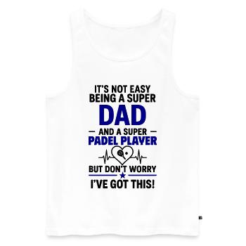 Herz + Padel – Super Papa Padelspieler - Männer Premium Bio Tank Top - Weiß - Vorne - Michal (187cm)