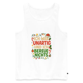 Unartig zu Weihnachten: Bereue nichts - Männer Premium Bio Tank Top - Weiß - Vorne - AI Model Male 178 light (178cm)