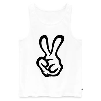 Victory Hand Sign (Left Hand / POS / 2C) - Men's Premium Organic Tank Top - white - Front - AI Model Male 178 light (178cm)