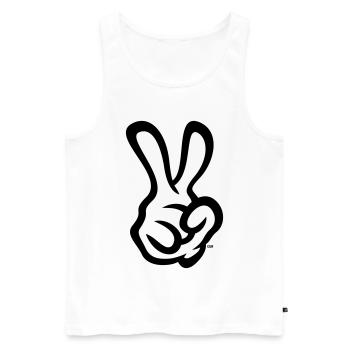 Victory Hand Sign (Right Hand / POS / 2C) - Men's Premium Organic Tank Top - white - Front - AI Model Male 178 light (178cm)