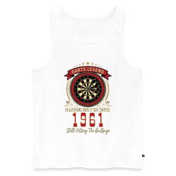 T-shirt Darts anniversaire 1961, Darts Legend Shirt - Débardeur bio Premium Homme - blanc - Devant - Michal (187cm)