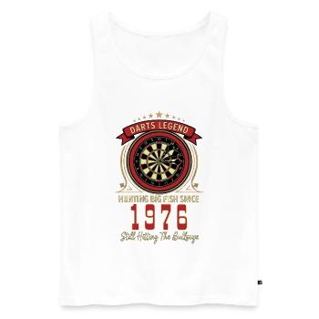 T-shirt Darts anniversaire 1976, Darts Legend Shirt - Débardeur bio Premium Homme - blanc - Devant - Michal (187cm)