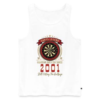T-shirt Darts anniversaire 2001, T-shirt Darts Legend - Débardeur bio Premium Homme - blanc - Devant - Michal (187cm)