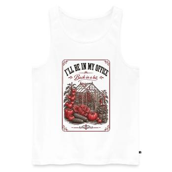 Je vais être dans mon bureau Jardinage bio - Débardeur bio Premium Homme - blanc - Devant - Michal (187cm)