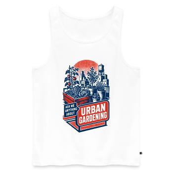 Le jardinage urbain : Demandez-moi tout à ce sujet - Débardeur bio Premium Homme - blanc - Devant - Michal (187cm)