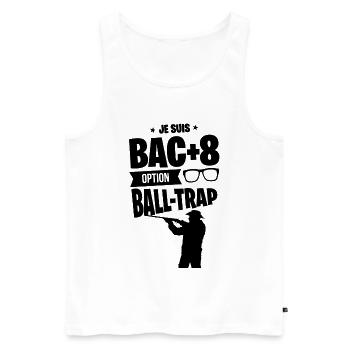 BAC+8 BALL-TRAP idée cadeau humour drôle sport tir - Débardeur bio Premium Homme - blanc - Devant - Michal (187cm)