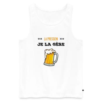 I manage the pressure - Men's Premium Organic Tank Top - white - Front - AI Model Male 178 light (178cm)