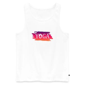 Yoga - Männer Premium Bio Tank Top - Weiß - Vorne - AI Model Male 178 light (178cm)