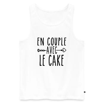 En Couple avec Cake, cadeau Fans de Cake - Débardeur bio Premium Homme - blanc - Devant - AI Model Male 178 light (178cm)