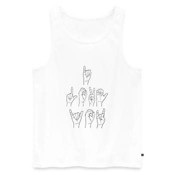 Je t'aime langue des signes signe du doigt - Débardeur bio Premium Homme - blanc - Devant - Michal (187cm)