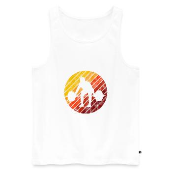 Musculation Bodybuilder GYM Fitnessstudio Retro - Débardeur bio Premium Homme - blanc - Devant - AI Model Male 178 light (178cm)