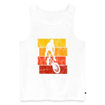 Cadeau rétro de vélo de vélo BMX Vélo Motocross - Débardeur bio Premium Homme - blanc - Devant - Michal (187cm)