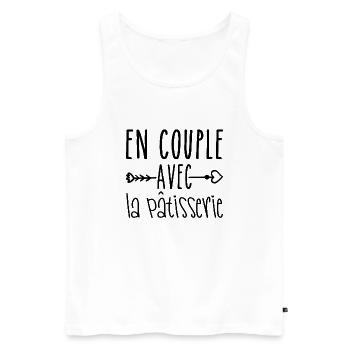 En Couple avec Pâtisserie, les Fans de Pâtisserie - Débardeur bio Premium Homme - blanc - Devant - AI Model Male 178 light (178cm)