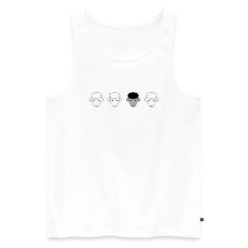 Vier Schafe in einer Reihe mit schwarzem Schaf - Männer Premium Bio Tank Top - Weiß - Vorne - AI Model Male 178 light (178cm)