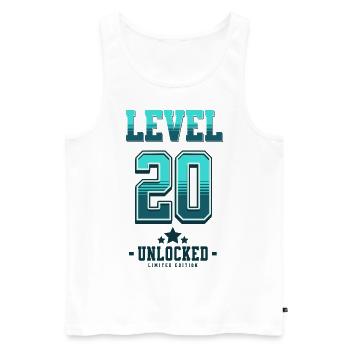Level 20 freigeschaltet – Gamer Geburtstag - Männer Premium Bio Tank Top - Weiß - Vorne - AI Model Male 178 light (178cm)