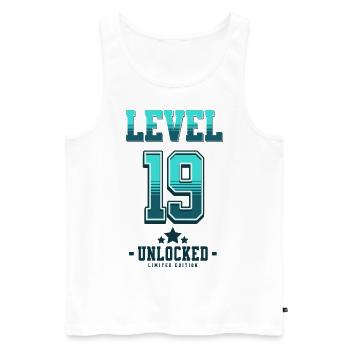 Level 19 Unlocked – Gamer's Birthday - Men's Premium Organic Tank Top - white - Front - Michal (187cm)
