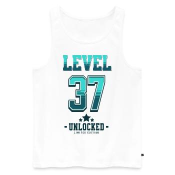 Level 37 Unlocked – Gamer's Birthday - Men's Premium Organic Tank Top - white - Front - AI Model Male 178 light (178cm)