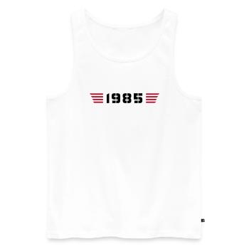 Année de naissance Anniversaire Né en 1985 - Fait en 1985 - Débardeur bio Premium Homme - blanc - Devant - Michal (187cm)