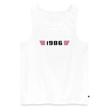 Année de naissance Anniversaire Né en - Fabriqué en 1986 - Débardeur bio Premium Homme - blanc - Devant - AI Model Male 178 light (178cm)