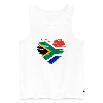 Coeur, drapeau, drapeau et armoiries de l'Afrique du Sud. - Débardeur bio Premium Homme - blanc - Devant - AI Model Male 178 light (178cm)