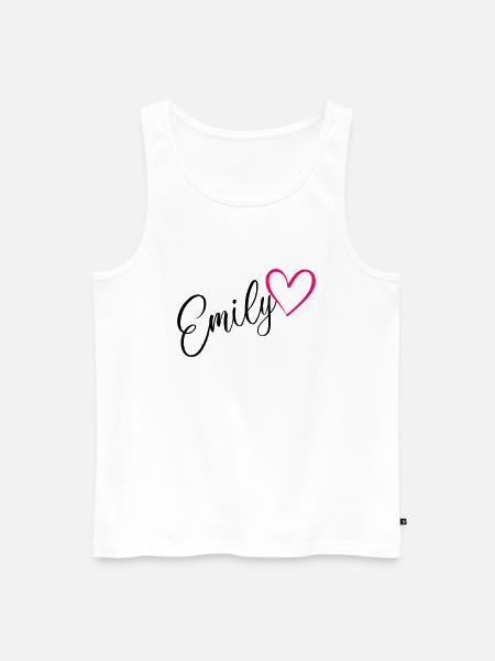 Emily Nom Prénom Rose cœur - Débardeur bio Premium Homme - blanc