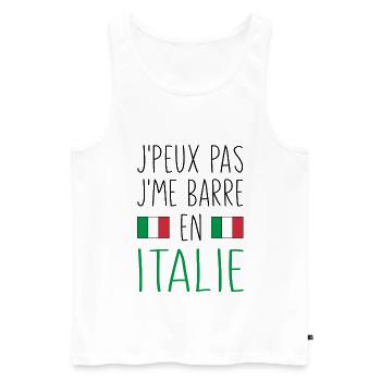 J'peux Pas J'me Barre En Italie - Débardeur bio Premium Homme - blanc - Devant - Michal (187cm)