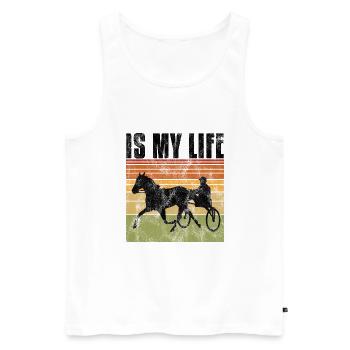 Is my life Trabreiter Trabrennen Trabreiten Retro - Männer Premium Bio Tank Top - Weiß - Vorne - Michal (187cm)