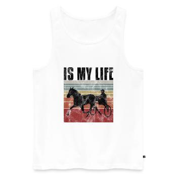 Ma vie est-elle Trabreiter Trabrennen Trabreiten Retro - Débardeur bio Premium Homme - blanc - Devant - Michal (187cm)