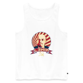 Lenin Commnusim Propaganda - Men's Premium Organic Tank Top - white - Front - Michal (187cm)