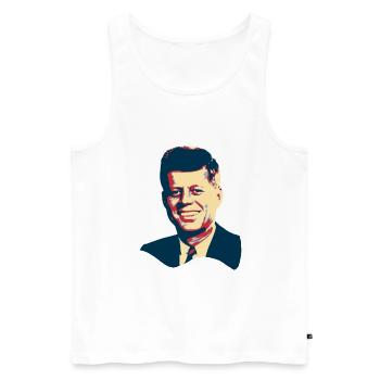 John F Kennedy Pop Art Tshirt - Débardeur bio Premium Homme - blanc - Devant - AI Model Male 178 light (178cm)