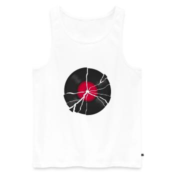Cracked LP Vinyl Record - Men's Premium Organic Tank Top - white - Front - AI Model Male 178 light (178cm)