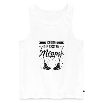 Möps Möpse Wischmop - Männer Premium Bio Tank Top - Weiß - Vorne - AI Model Male 178 light (178cm)
