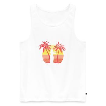 Flute Playing Woman Summer Sunset 80s Palm - Men's Premium Organic Tank Top - white - Front - AI Model Male 178 light (178cm)