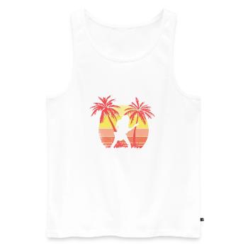 Guitar Rock Girl Summer Sunset Palma de los 80 - Débardeur bio Premium Homme - blanc - Devant - Michal (187cm)